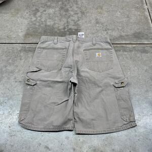 vintage carhartt beige relaxed baggy fit cargo shorts size 36